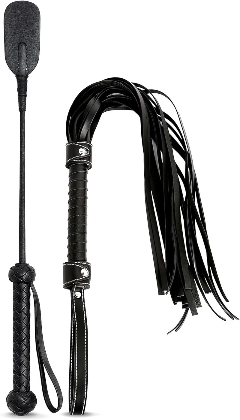 Riding Crop for Horses 17", Faux Leather Whip 32" Horse Whip for Training - Equestrian Set - Image 1